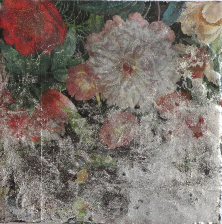 Untitled (napkin 2), 2015. Encaustic, mixed media on wood panel